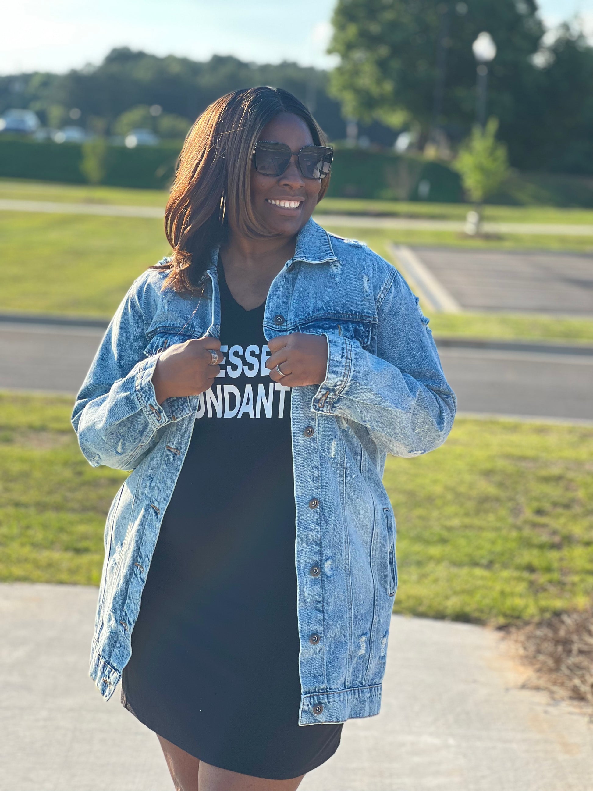 Distressed denim jacket outfit outlet